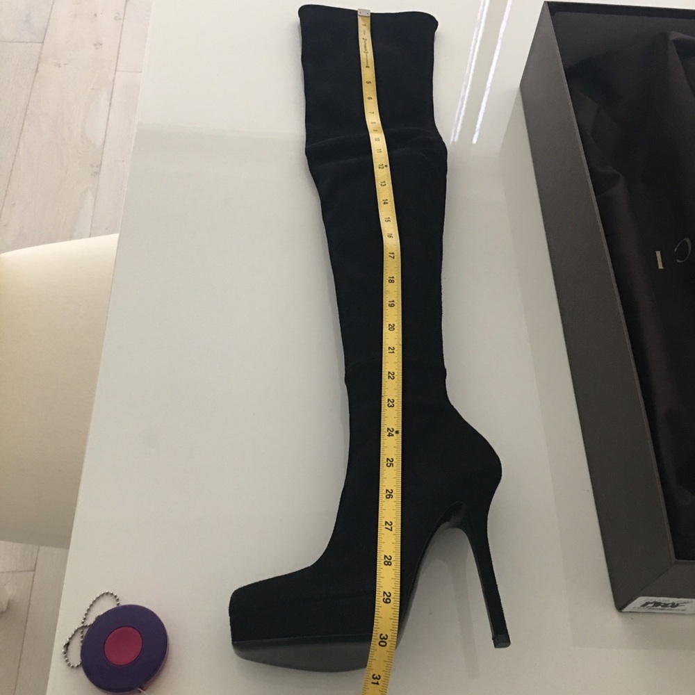 Gucci Black Suede Leather 36.5 Over The Knee Boots - Picture 10 of 13